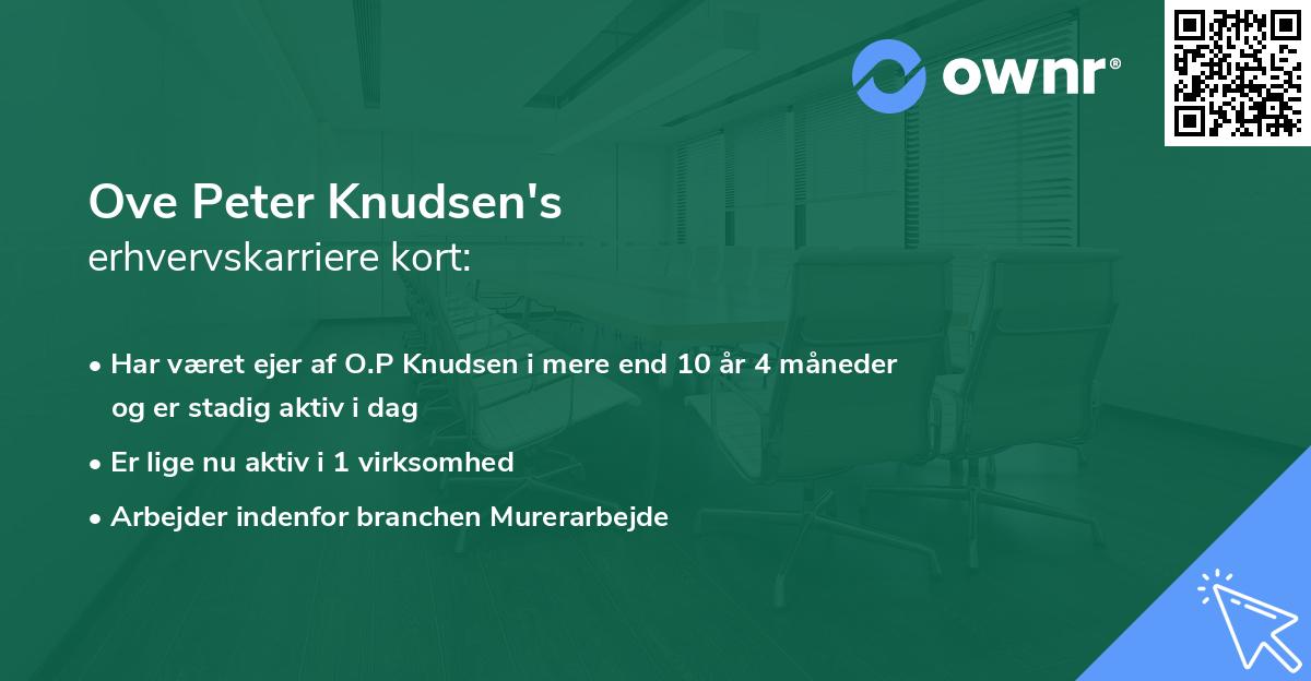 Ove Peter Knudsen's erhvervskarriere kort