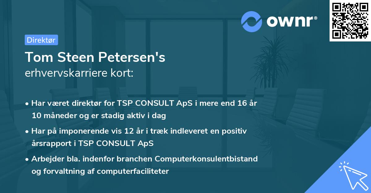 Tom Steen Petersen's erhvervskarriere kort