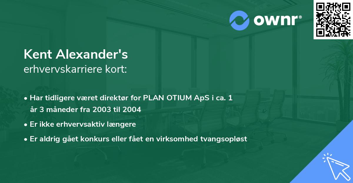Kent Alexander's erhvervskarriere kort