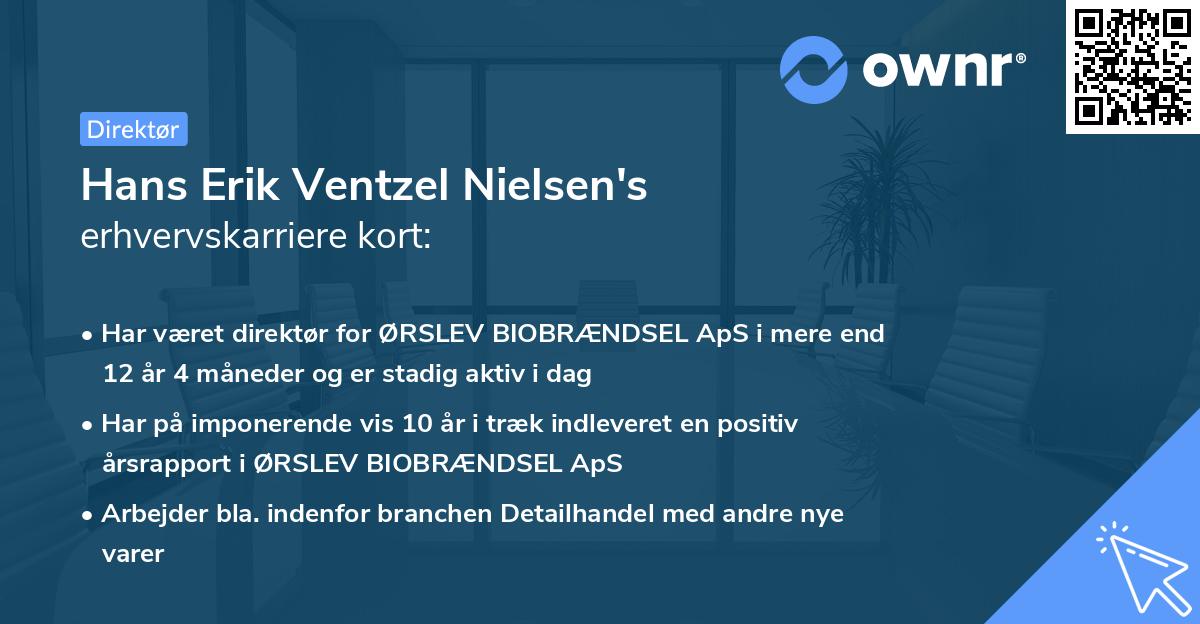 Hans Erik Ventzel Nielsen's erhvervskarriere kort