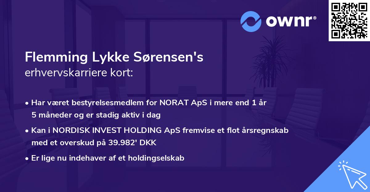 Flemming Lykke Sørensen's erhvervskarriere kort