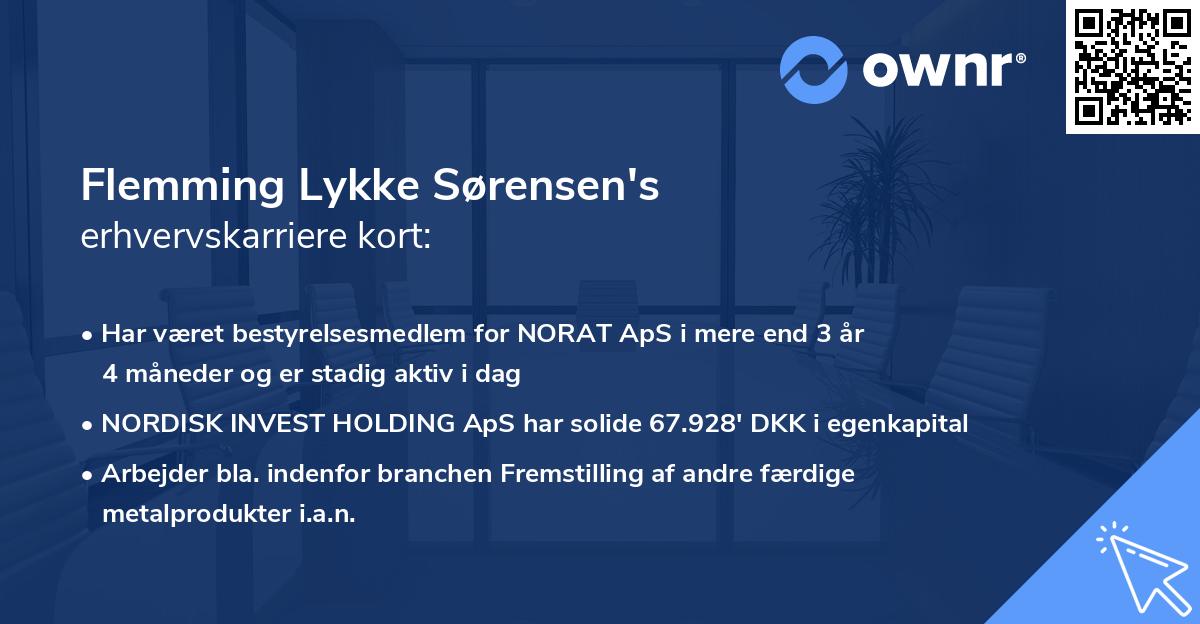 Flemming Lykke Sørensen's erhvervskarriere kort