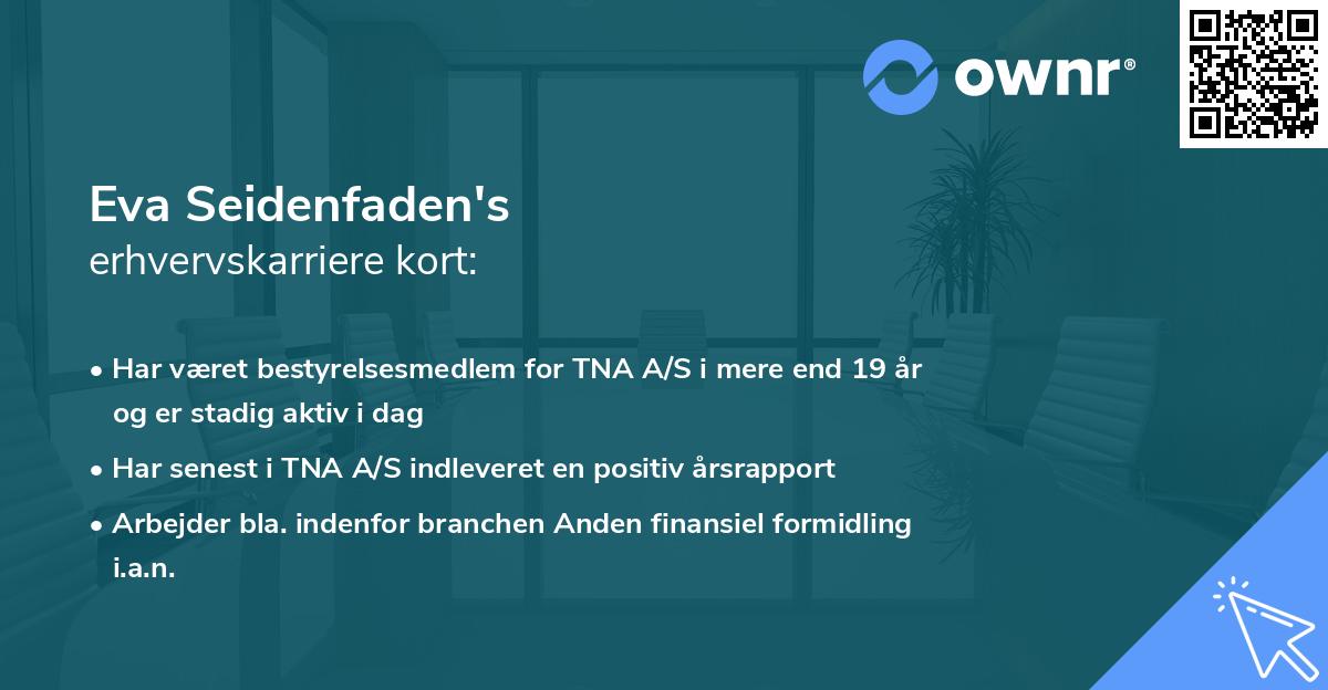 Eva Seidenfaden's erhvervskarriere kort