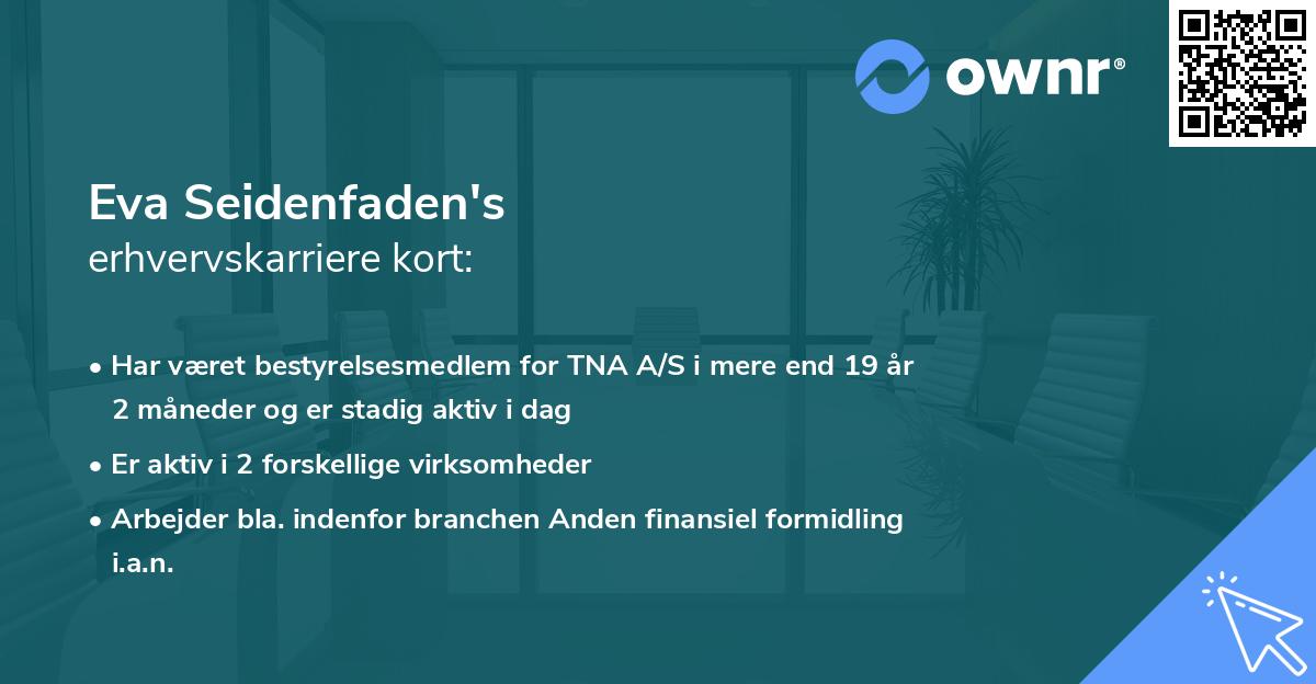 Eva Seidenfaden's erhvervskarriere kort
