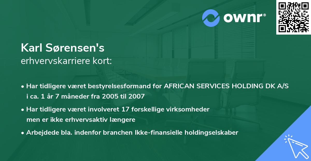 Karl Sørensen's erhvervskarriere kort