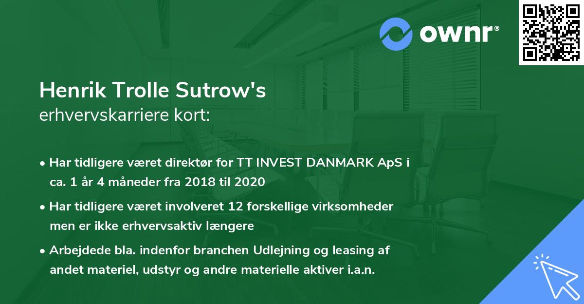 Henrik Trolle Sutrow's erhvervskarriere kort