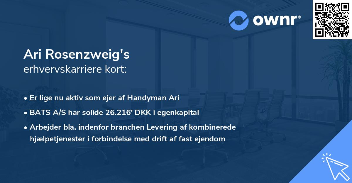 Ari Rosenzweig's erhvervskarriere kort