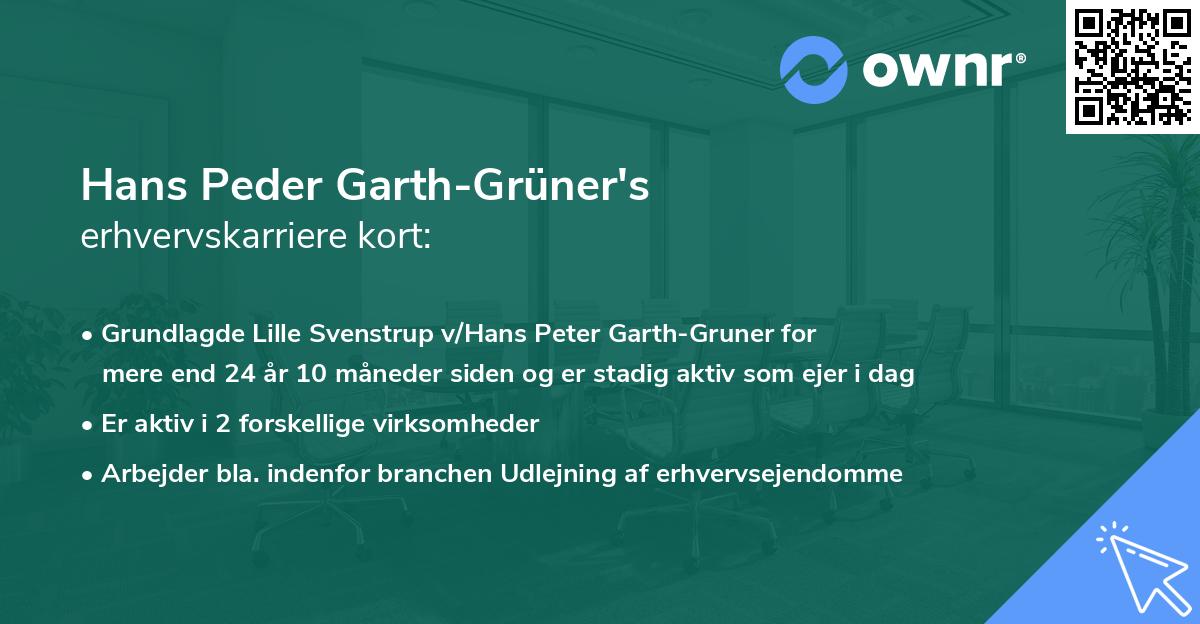 Hans Peder Garth-Grüner's erhvervskarriere kort