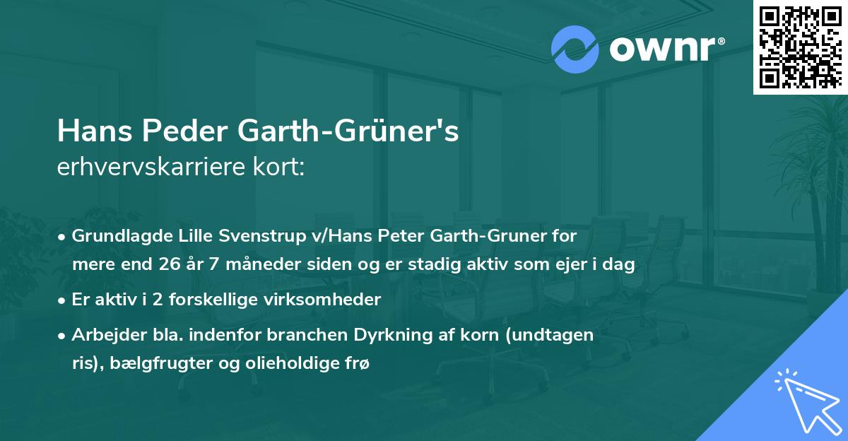 Hans Peder Garth-Grüner's erhvervskarriere kort