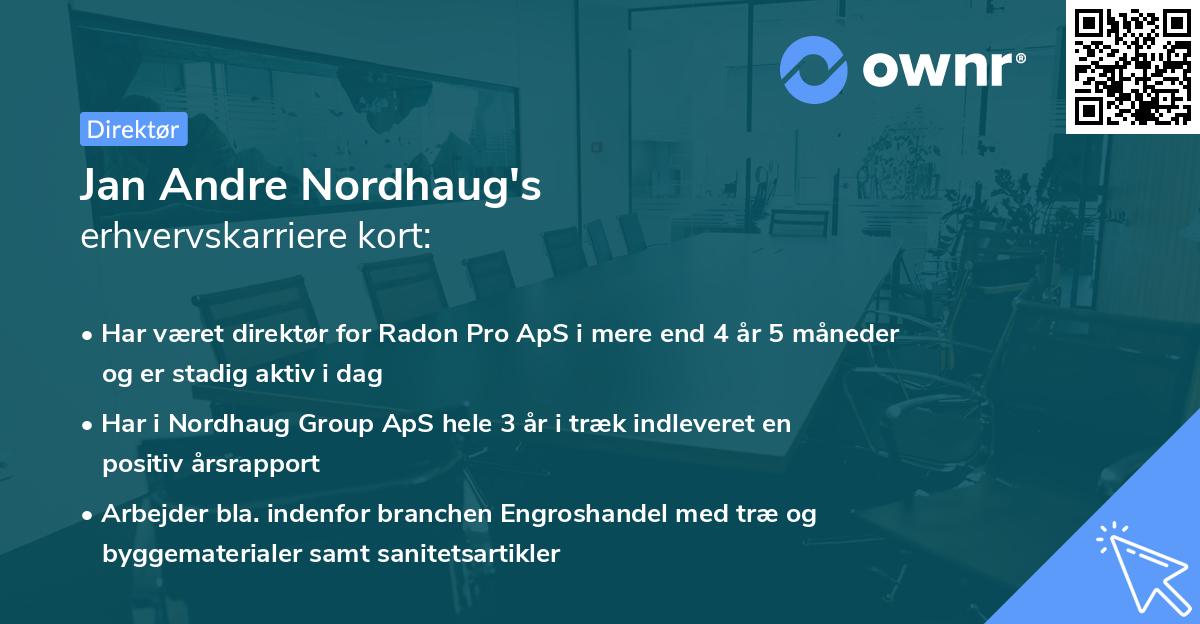 Jan Andre Nordhaug's erhvervskarriere kort