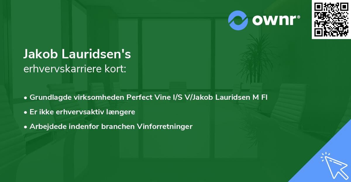 Jakob Lauridsen's erhvervskarriere kort