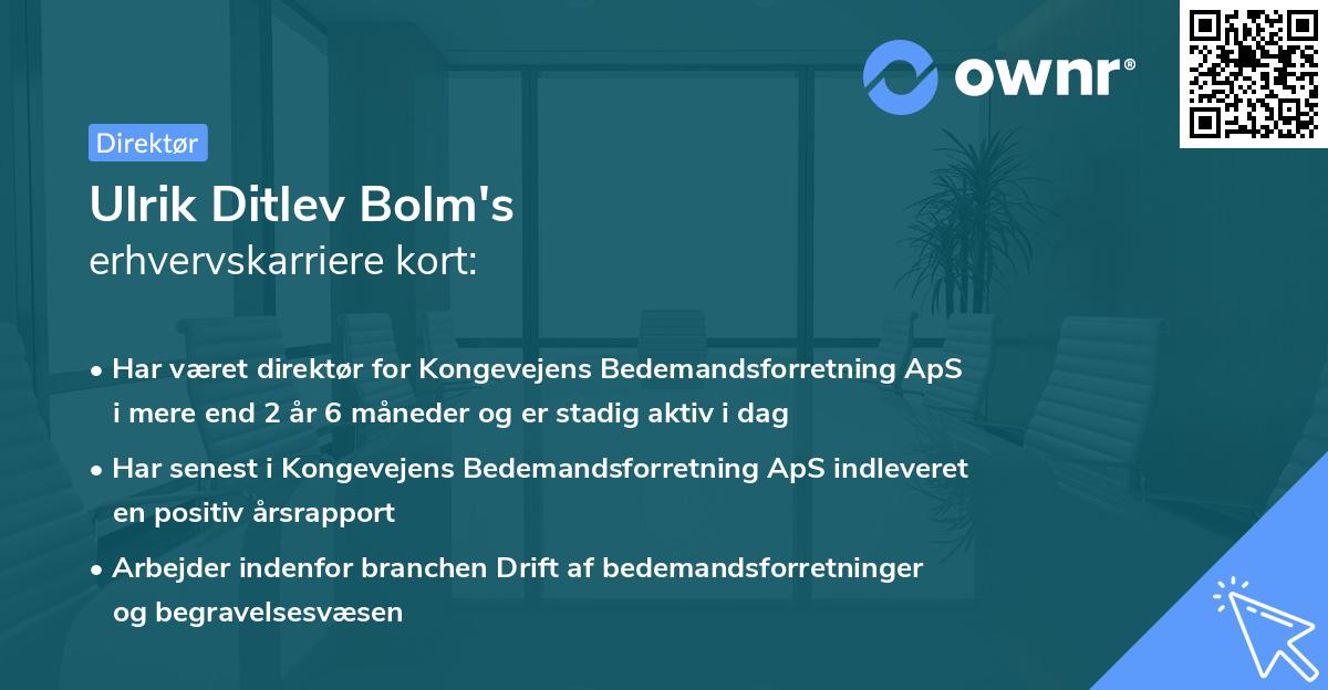 Ulrik Ditlev Bolm's erhvervskarriere kort