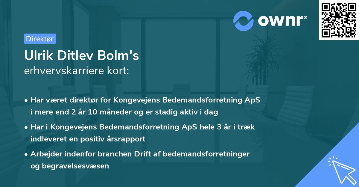 Ulrik Ditlev Bolm's erhvervskarriere kort