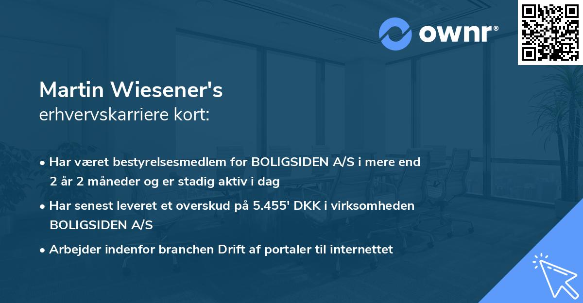 Martin Wiesener's erhvervskarriere kort