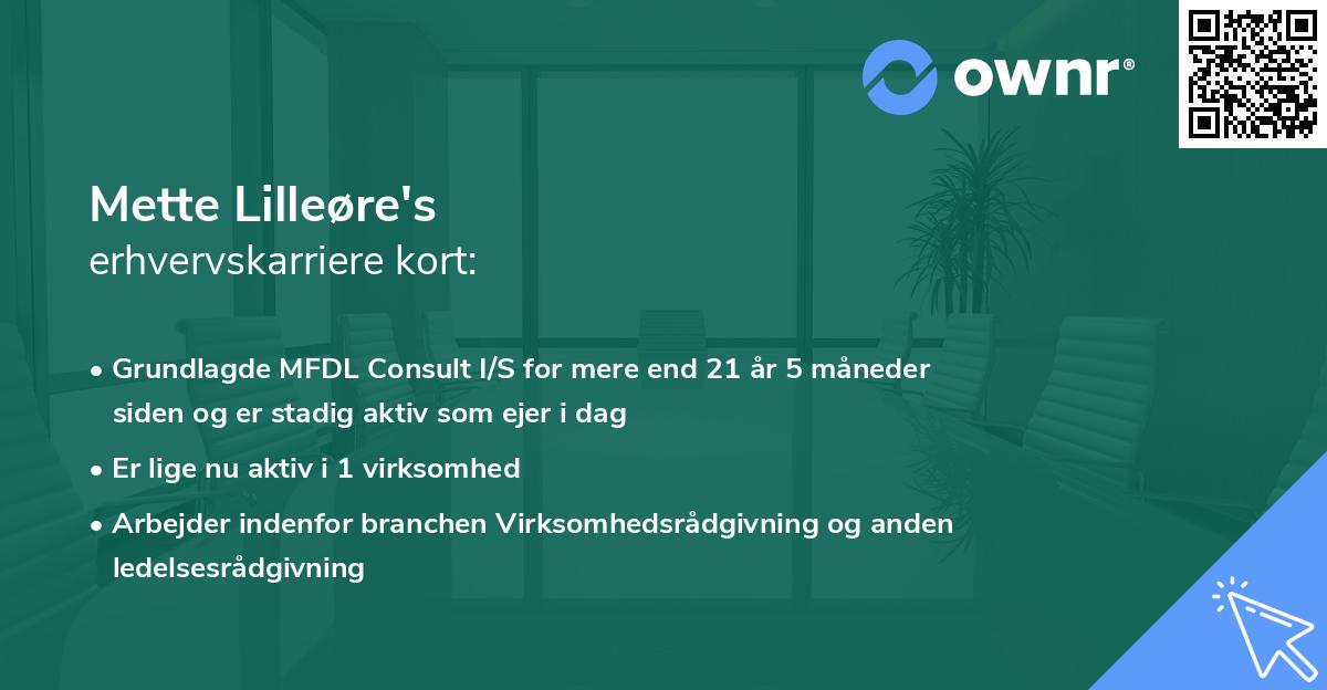 Mette Lilleøre's erhvervskarriere kort