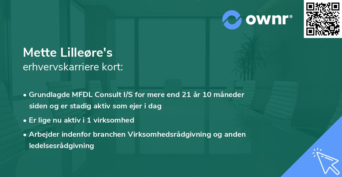 Mette Lilleøre's erhvervskarriere kort