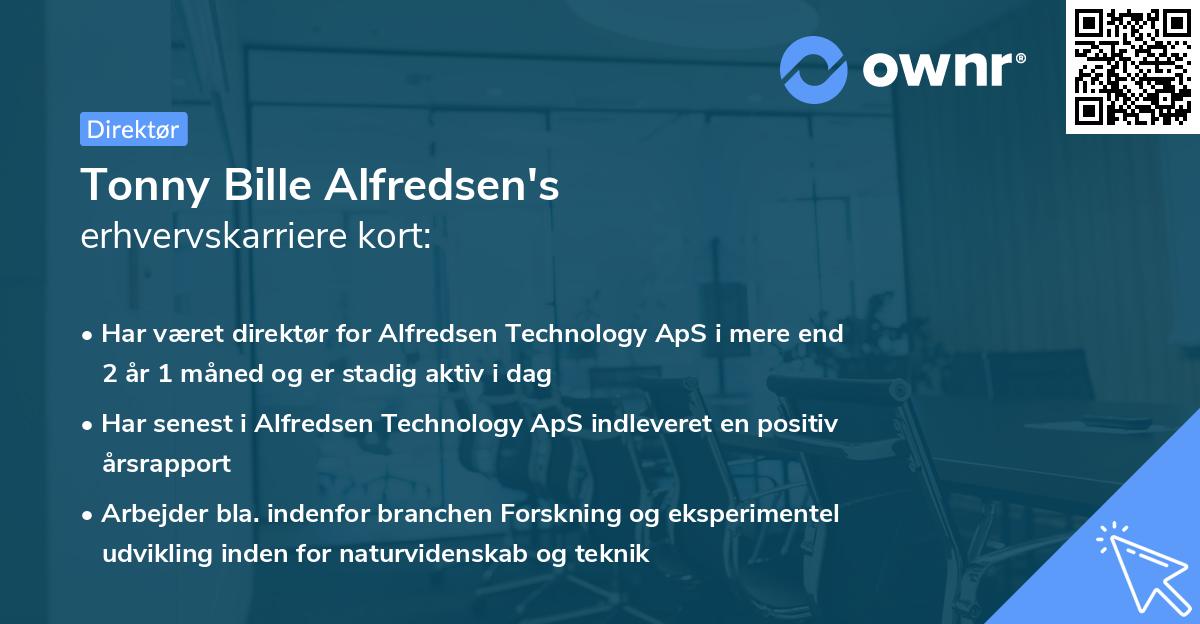 Tonny Bille Alfredsen's erhvervskarriere kort