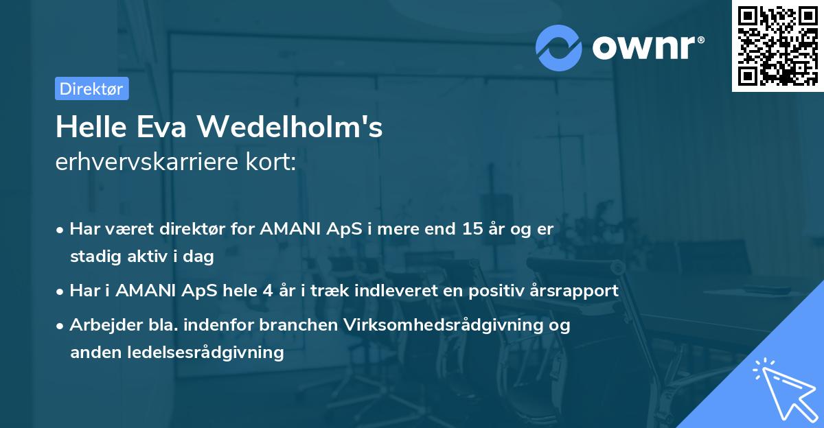 Helle Eva Wedelholm's erhvervskarriere kort