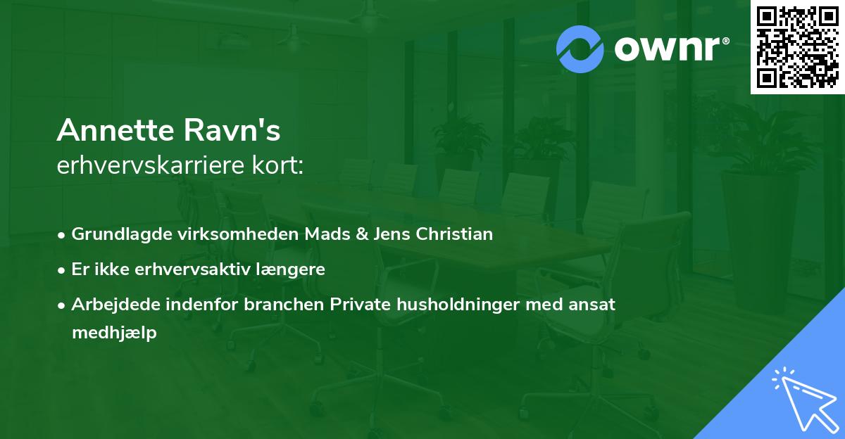 Annette Ravn's erhvervskarriere kort