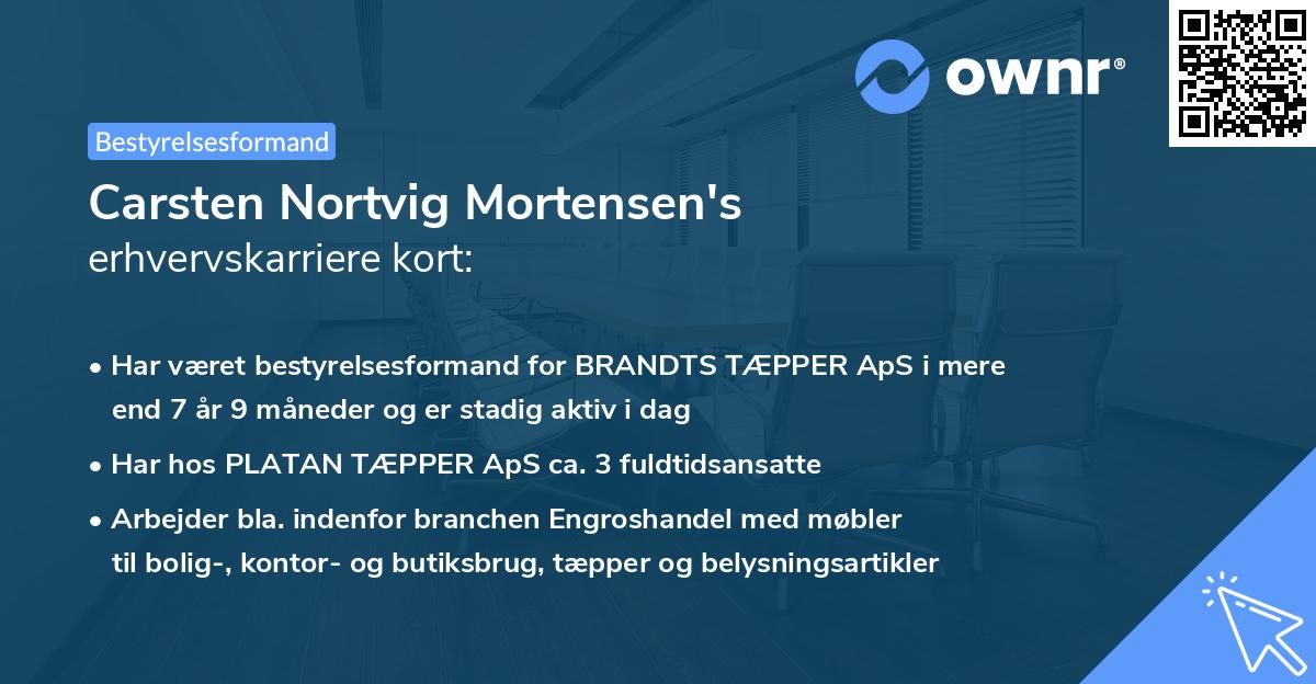Carsten Nortvig Mortensen's erhvervskarriere kort