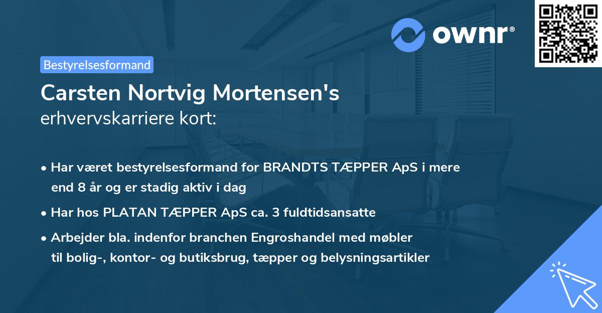 Carsten Nortvig Mortensen's erhvervskarriere kort