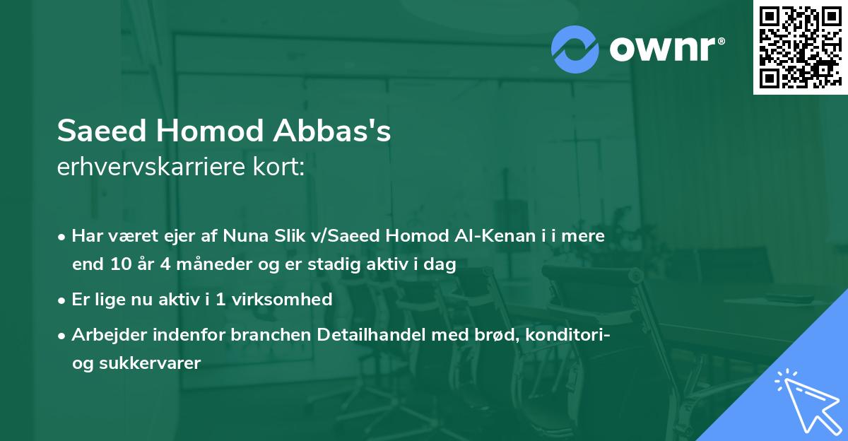 Saeed Homod Abbas's erhvervskarriere kort