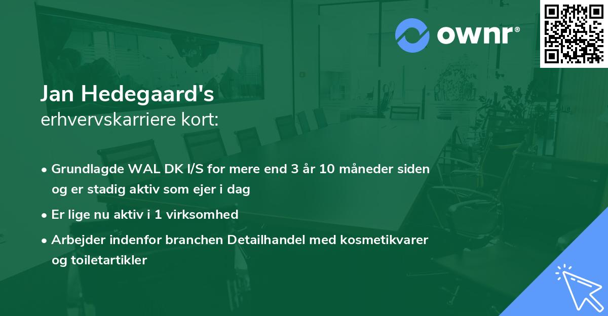 Jan Hedegaard's erhvervskarriere kort