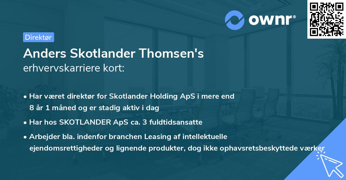 Anders Skotlander Thomsen's erhvervskarriere kort