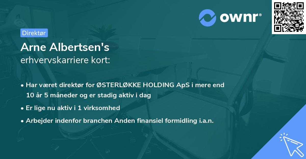 Arne Albertsen's erhvervskarriere kort