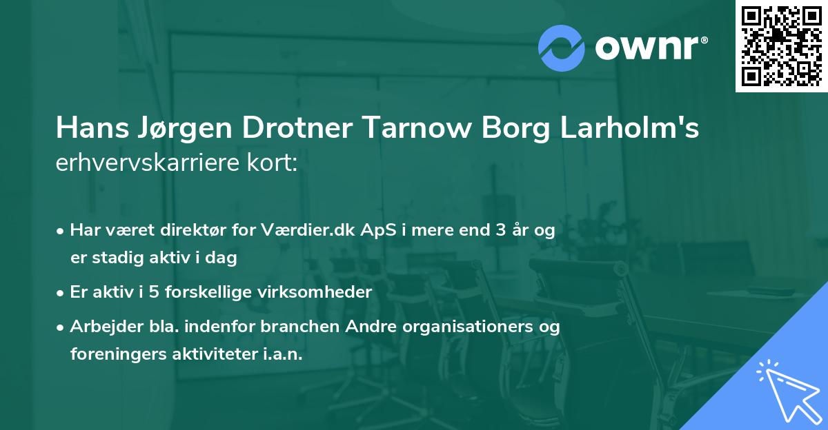 Hans Jørgen Drotner Tarnow Borg Larholm's erhvervskarriere kort