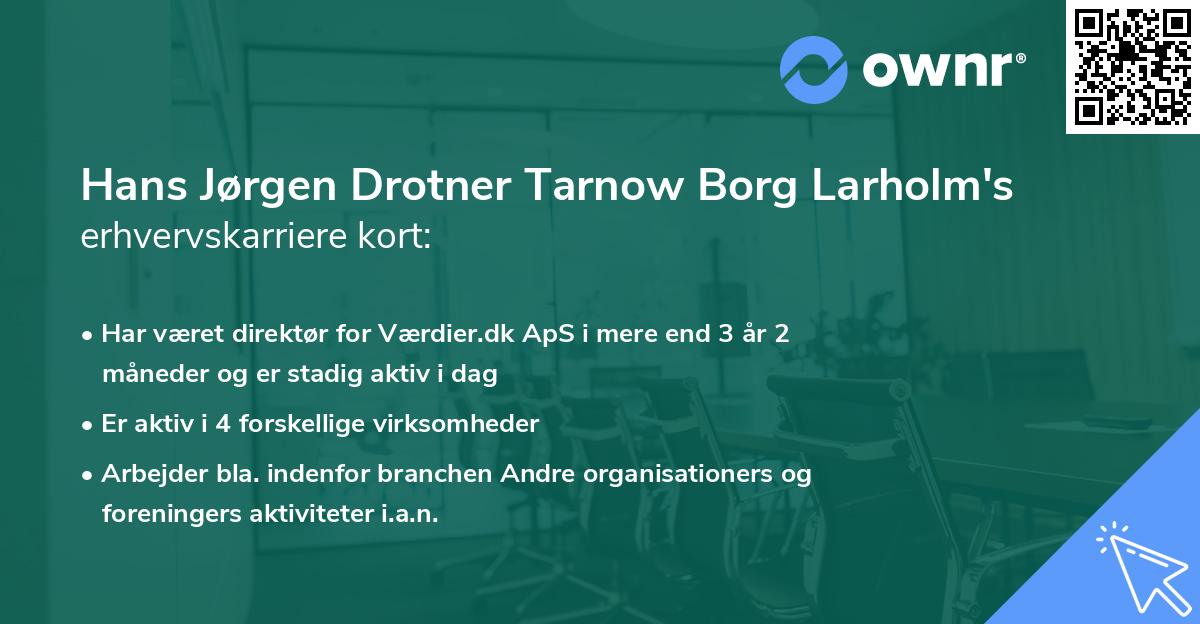 Hans Jørgen Drotner Tarnow Borg Larholm's erhvervskarriere kort