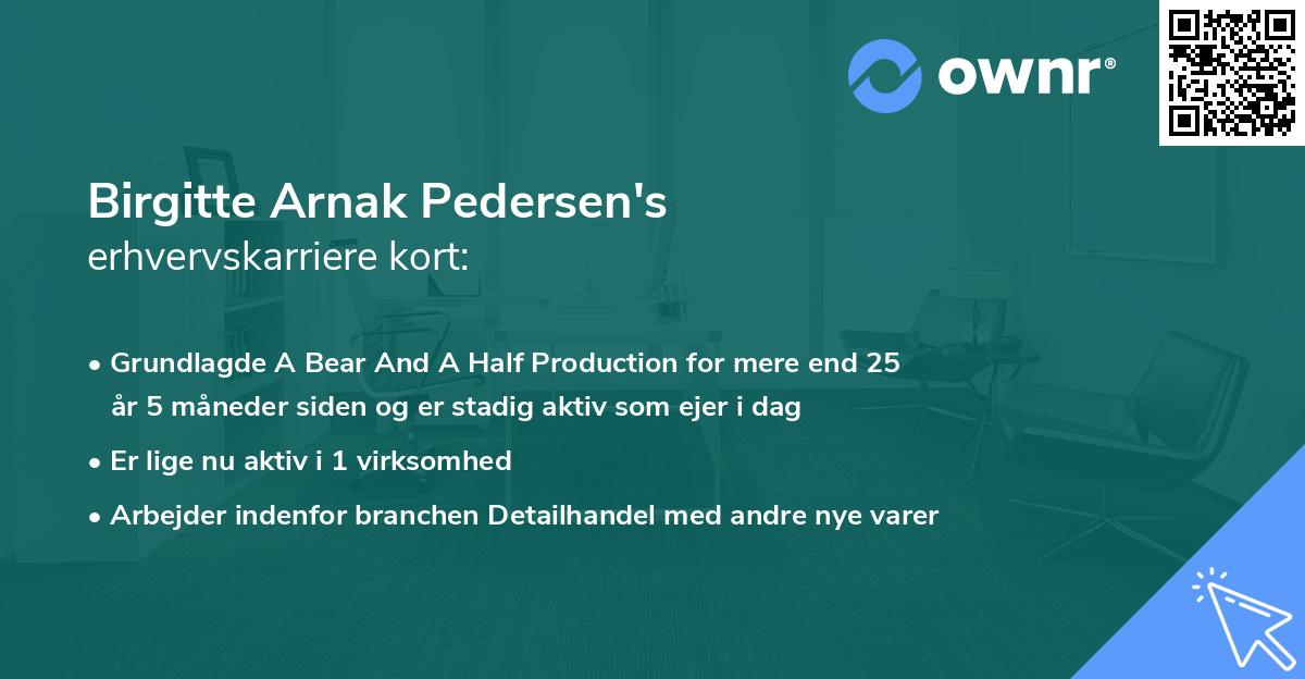Birgitte Arnak Pedersen's erhvervskarriere kort