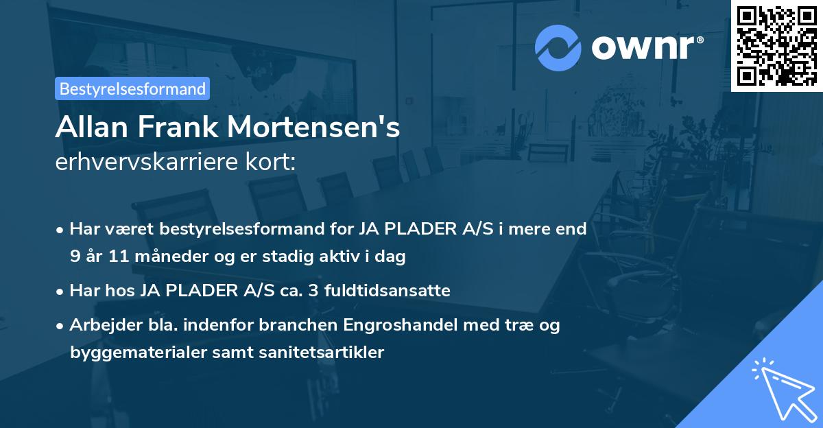 Allan Frank Mortensen's erhvervskarriere kort