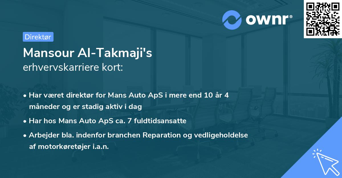 Mansour Al-Takmaji's erhvervskarriere kort
