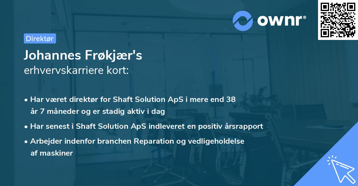 Johannes Frøkjær's erhvervskarriere kort