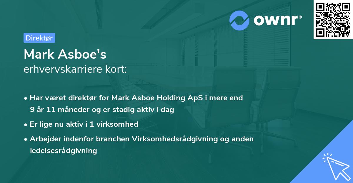 Mark Asboe's erhvervskarriere kort