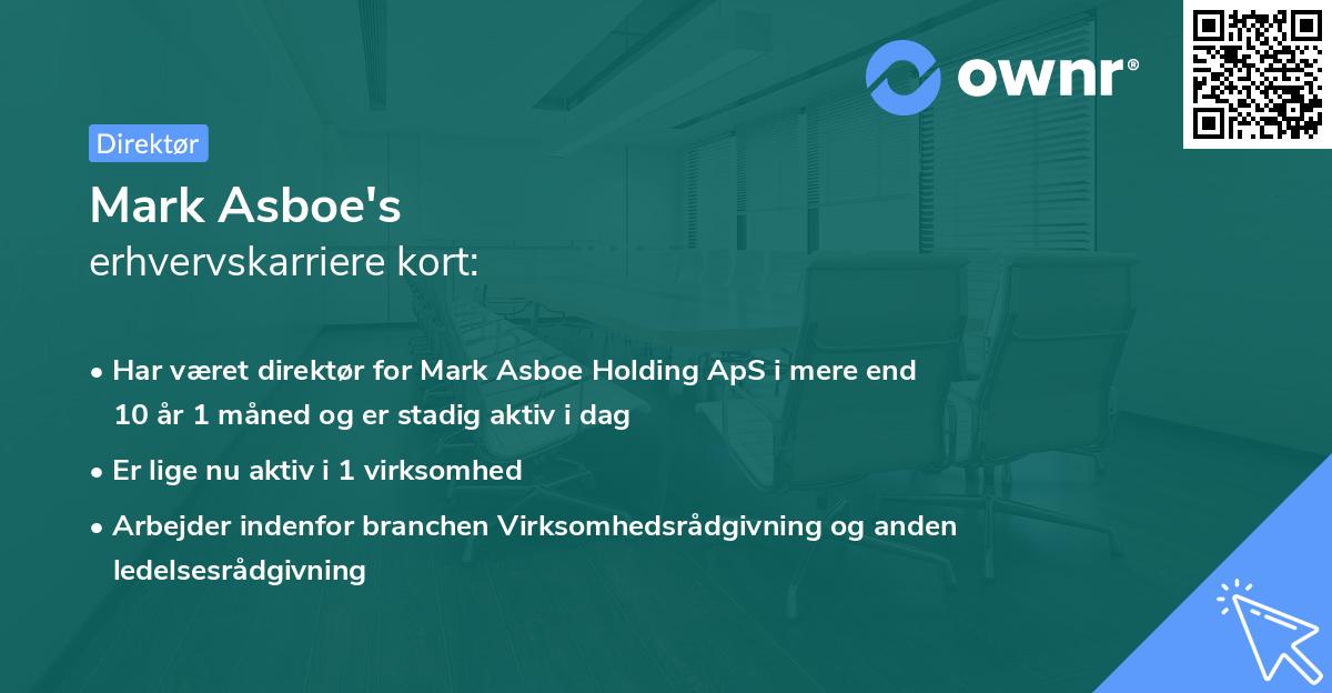 Mark Asboe's erhvervskarriere kort