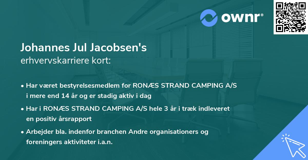Johannes Jul Jacobsen's erhvervskarriere kort