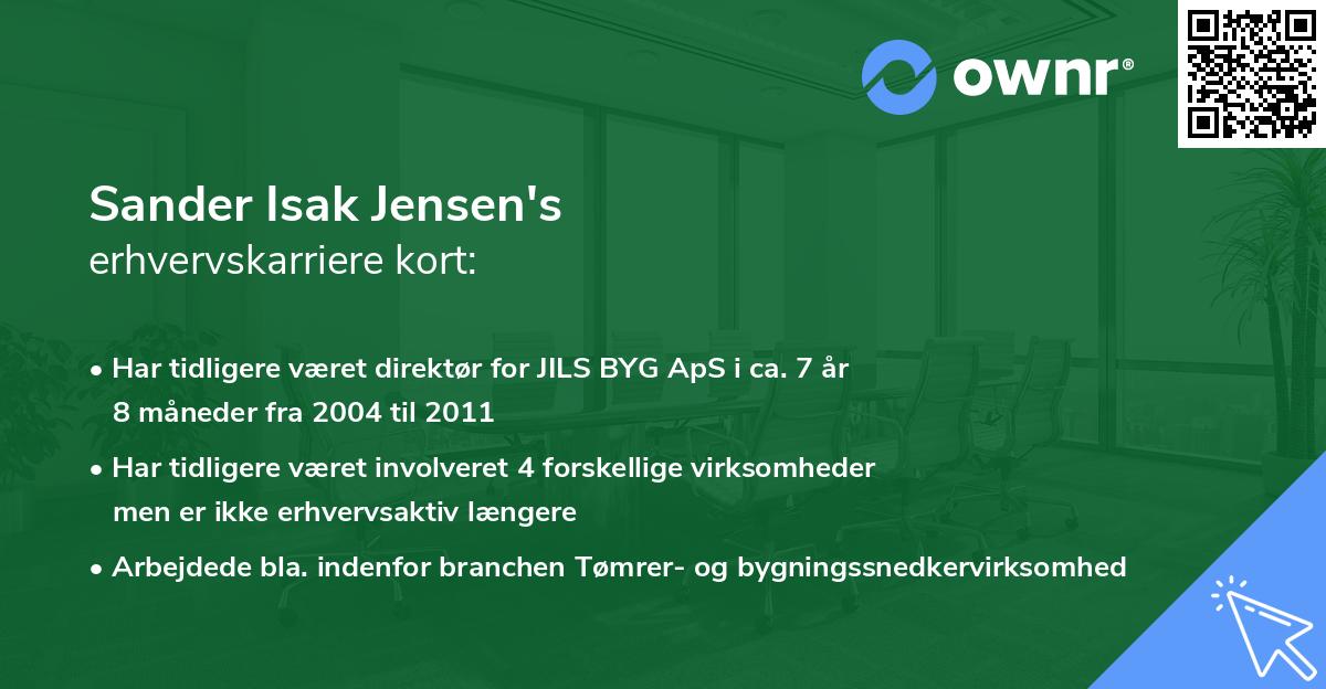 Sander Isak Jensen's erhvervskarriere kort