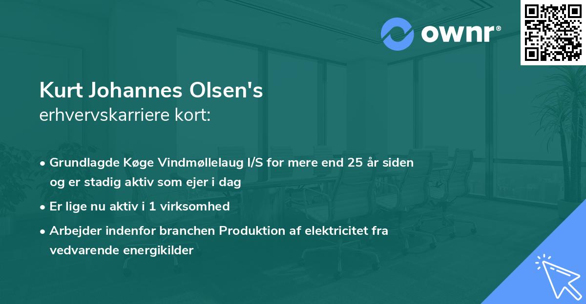 Kurt Johannes Olsen's erhvervskarriere kort