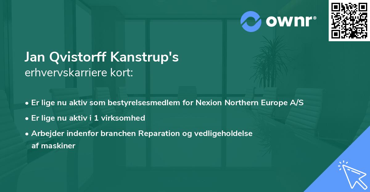 Jan Qvistorff Kanstrup's erhvervskarriere kort