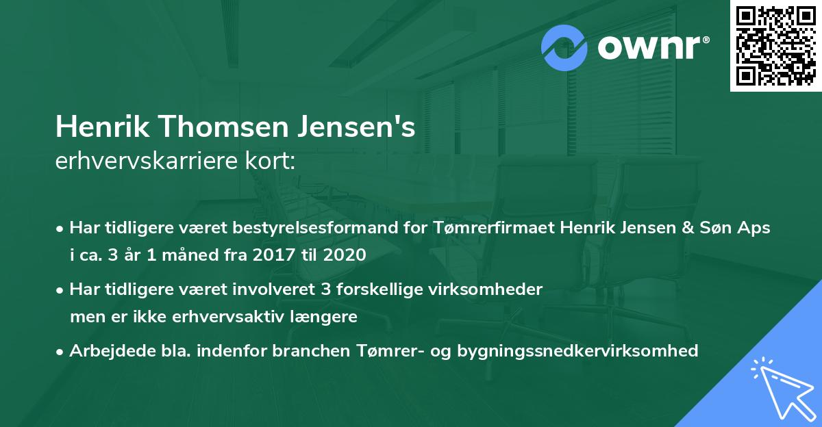 Henrik Thomsen Jensen's erhvervskarriere kort