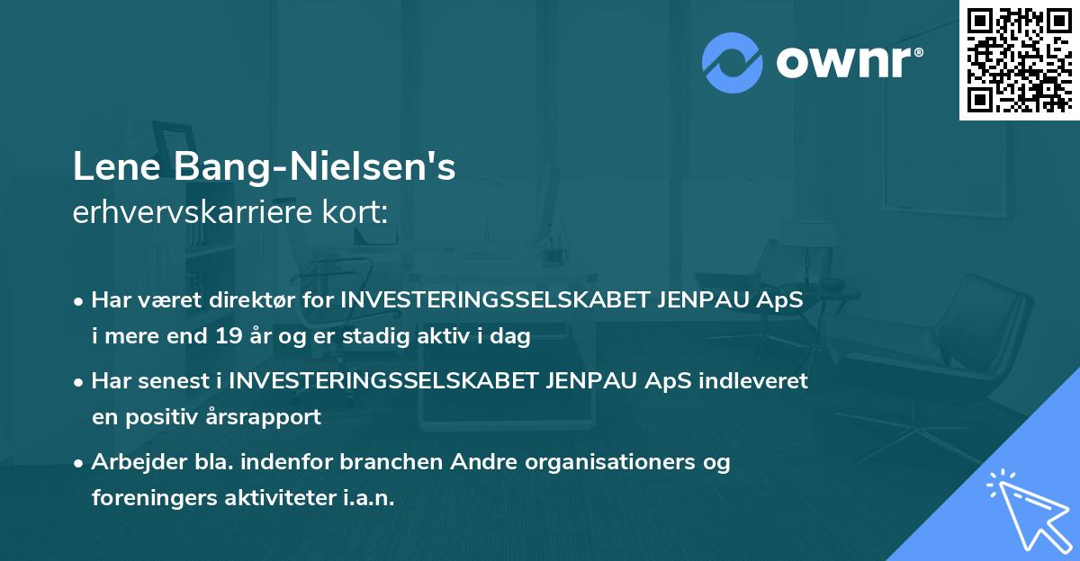 Lene Bang-Nielsen's erhvervskarriere kort