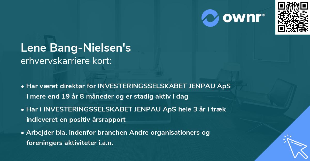 Lene Bang-Nielsen's erhvervskarriere kort