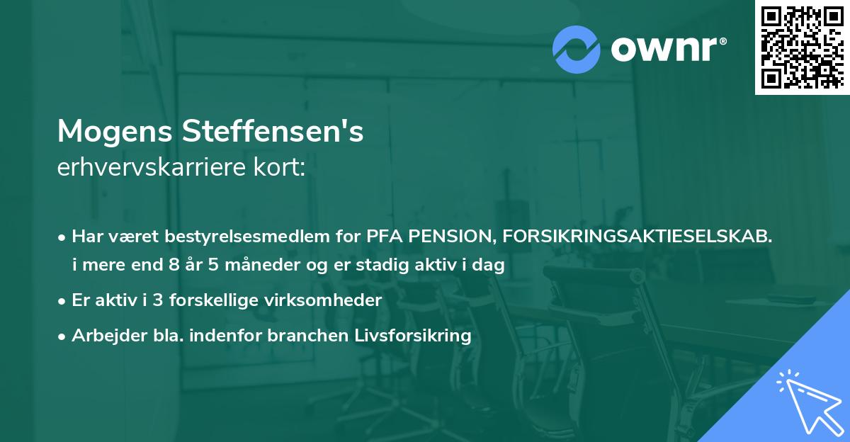 Mogens Steffensen's erhvervskarriere kort