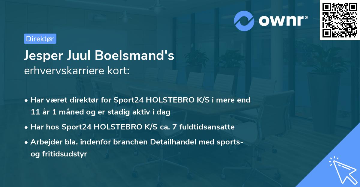 Jesper Juul Boelsmand's erhvervskarriere kort