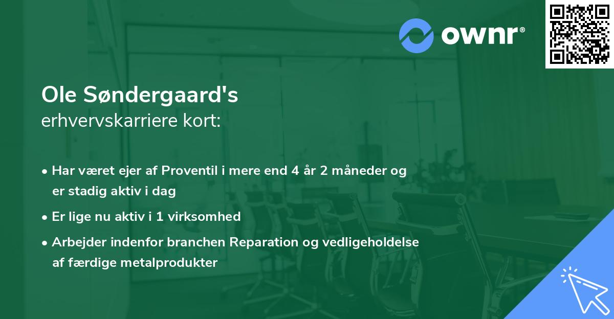 Ole Søndergaard's erhvervskarriere kort