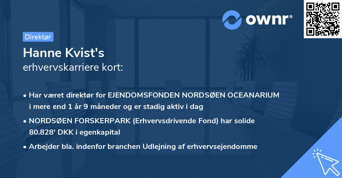 Hanne Kvist's erhvervskarriere kort