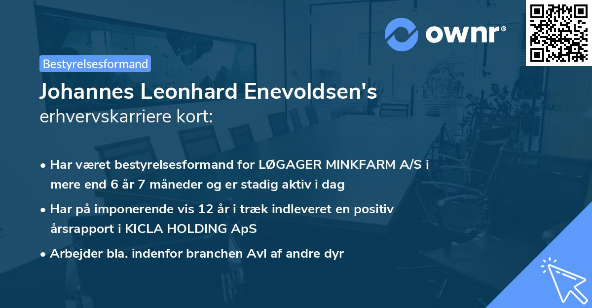 Johannes Leonhard Enevoldsen's erhvervskarriere kort