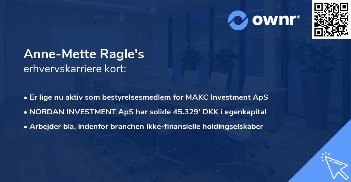 Anne-Mette Ragle's erhvervskarriere kort